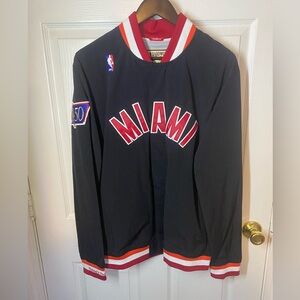 Men's Black Miami Heat 1996/97 Authentic Full-Snap Warmup Jacket